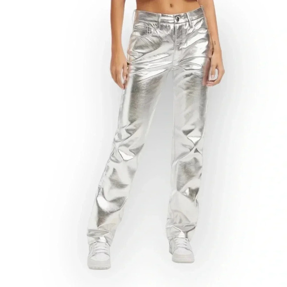Good American Good Icon Metallic Faux Leather Pants Size 2/26 - Picture 3 of 9